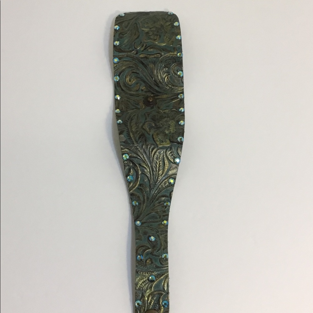 Whimsical Originals aqua floral wrap cuff.